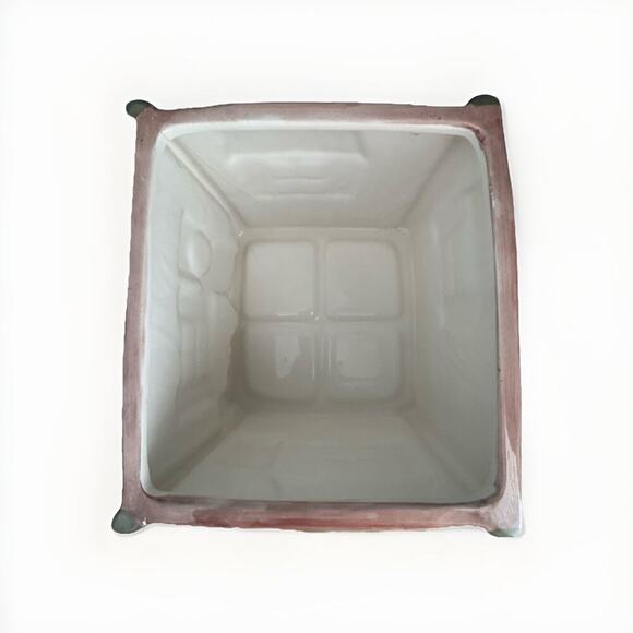 Vintage General Store Cookie Jar By GKAO Ceramic Brown House Welcome Apples Eggs - Picture 4 of 16